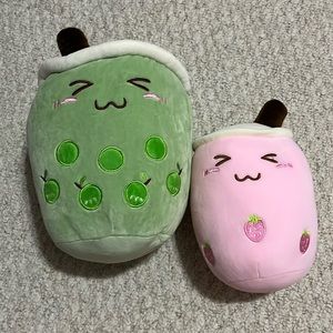 set of boba tea plushies